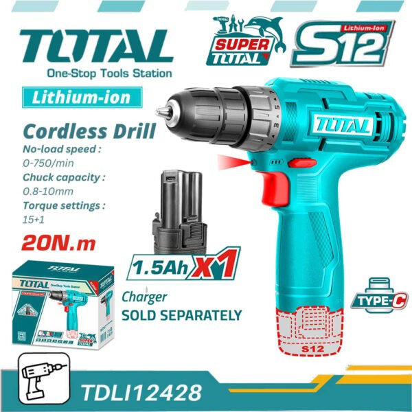 Total 12v Cordless Drill