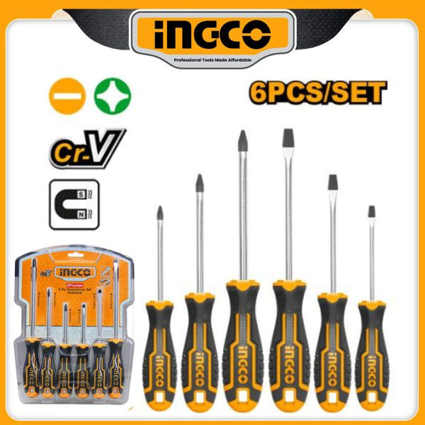 Ingco 6 Pcs Heavy Duty Screwdriver Set