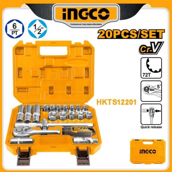 Ingco 20 Pcs 1/2″ Socket Set-HKTS12201