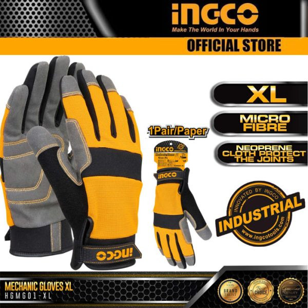 Ingco Microfiber Mechanical Gloves XL-HGMG01-XL