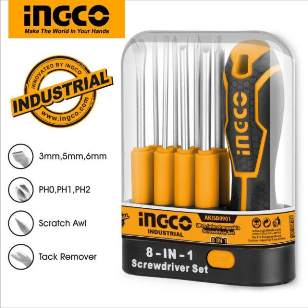 Ingco 9pcs Interchangeable Screwdriver-AKISD0901
