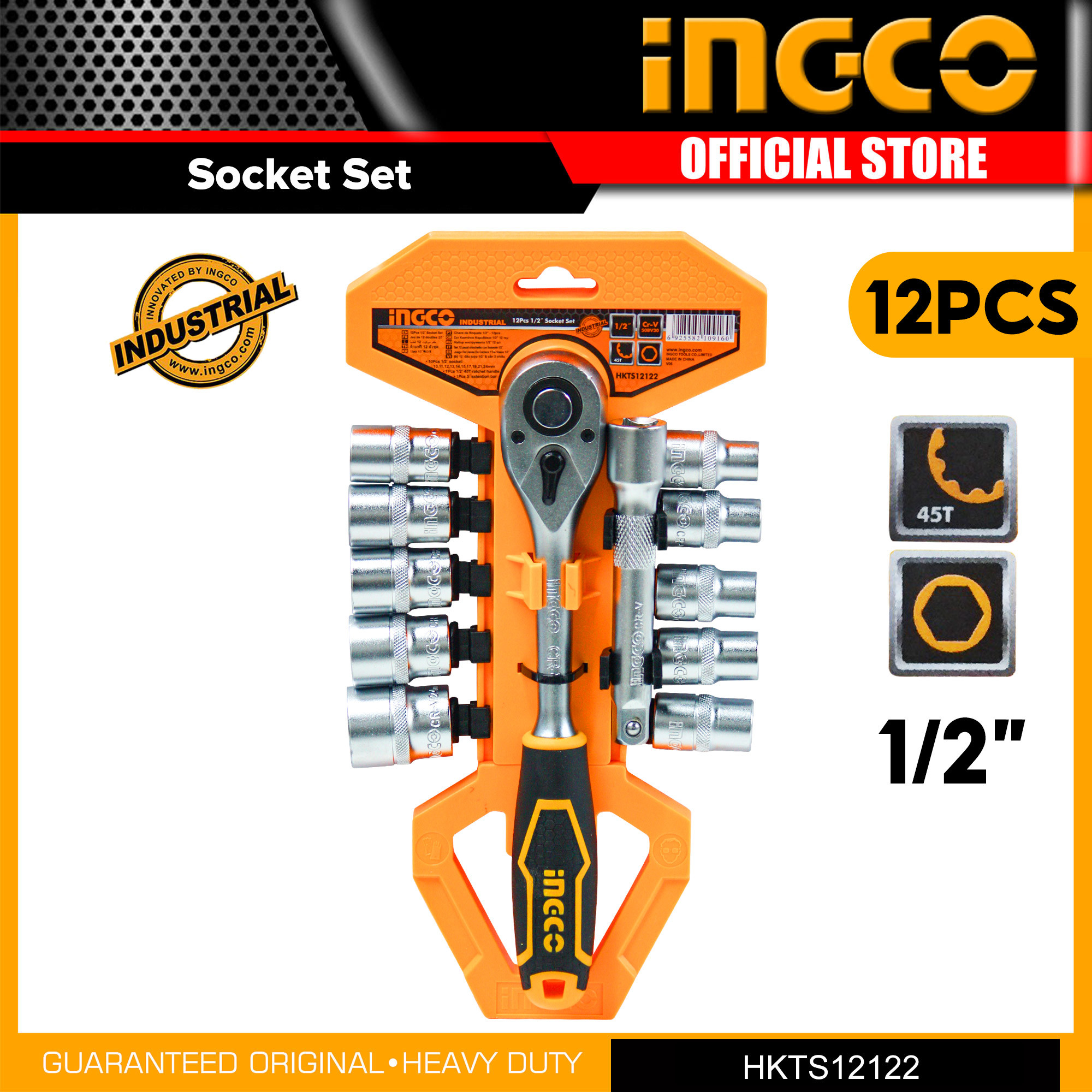 Ingco 12pcs 1/2″ Socket Set-HKTS12122